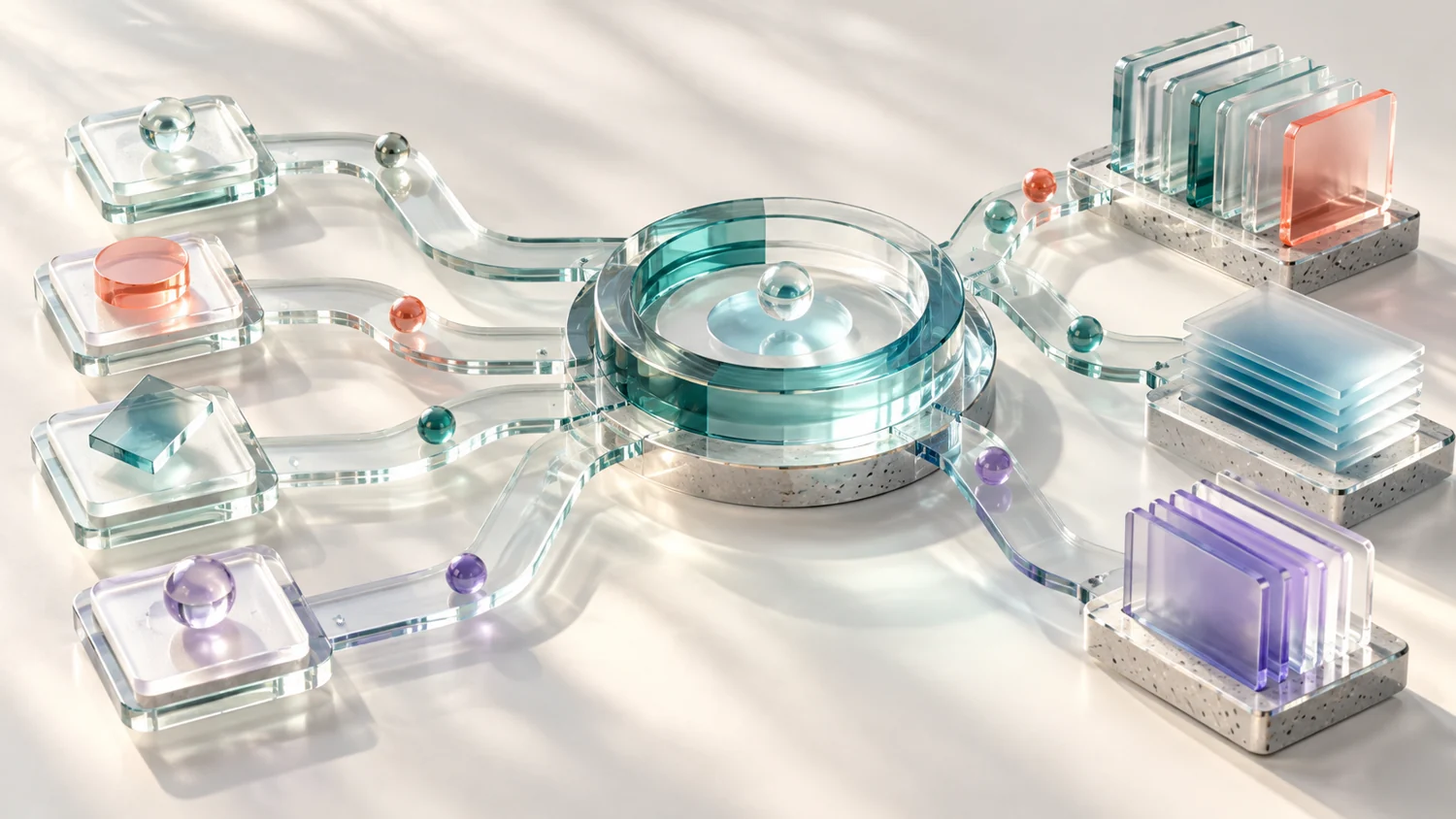Glass pathways illustrating connected business processes