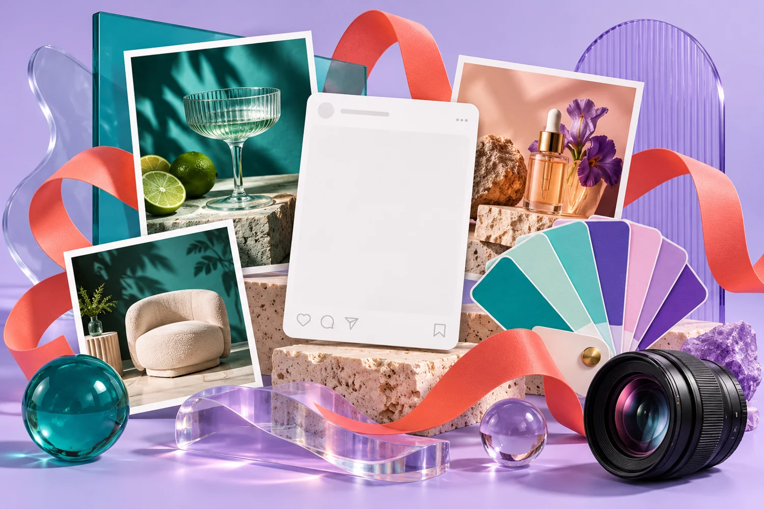Creative campaign moodboard illustrating content workflows
